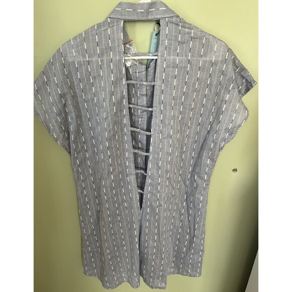 Solitaire Swim Beach Cover Up Tunic Dress Blue Pullover Large - Picture 6 of 8